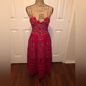 🎉 Authentic Self Portrait Red Azaelea Midi Dress US Size 6
